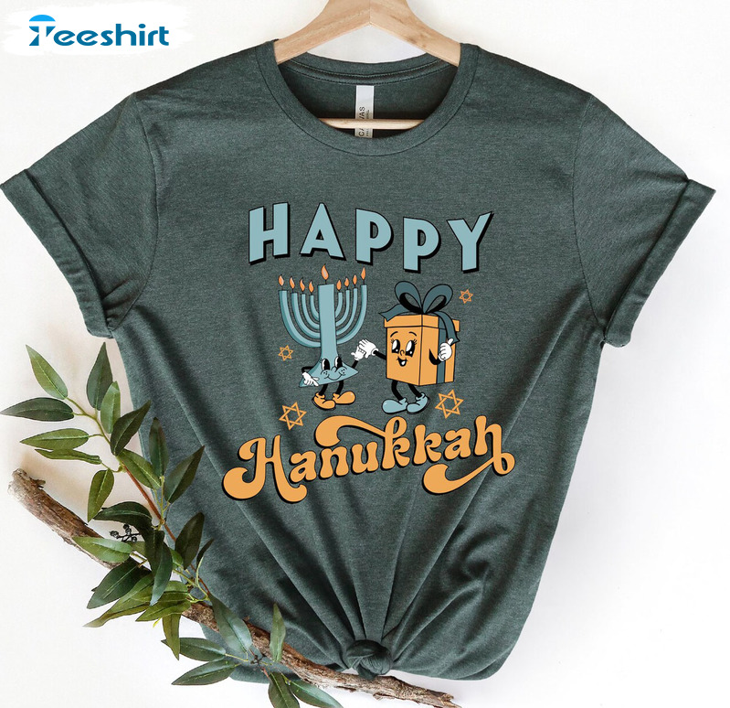 Happy Hanukkah Shirt, Jewish Jewish Sweater Long Sleeve