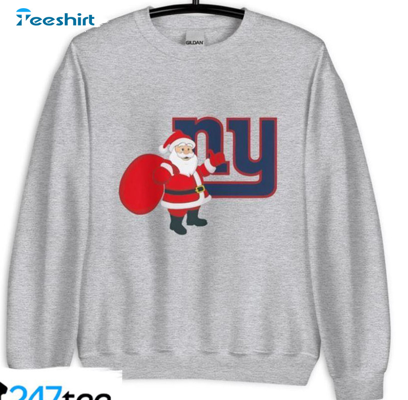 New York Giants Nfl Christmas Shirt, Santa Claus Short Sleeve Unisex Hoodie