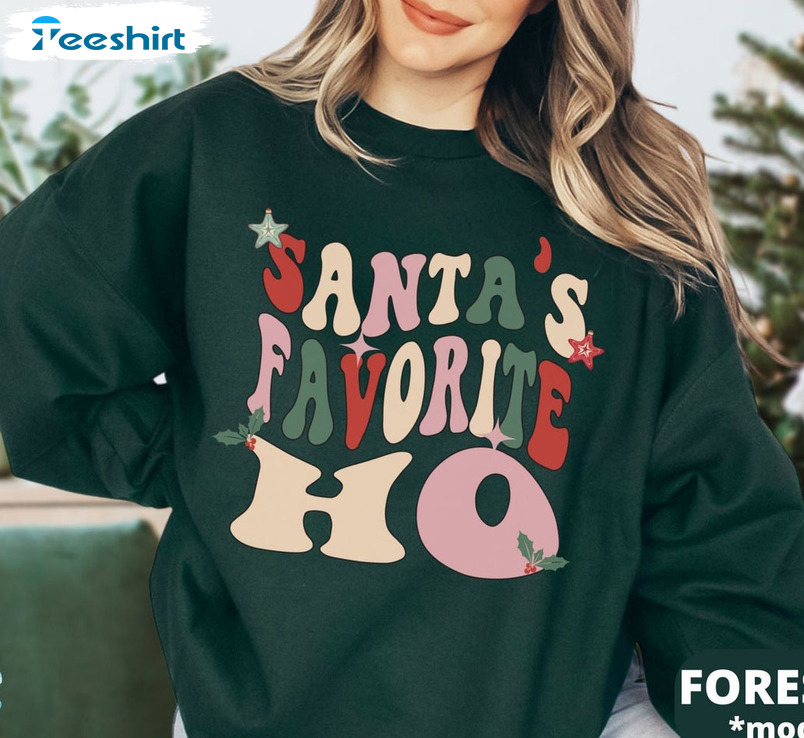 Santa's Favorite Ho Christmas Shirt, Vintage Short Sleeve Tee Tops