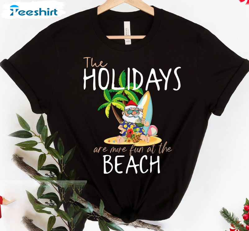 Christmas On The Beach Shirt, Tropical Christmas Sweatshirt Hoodie Long Sleeve