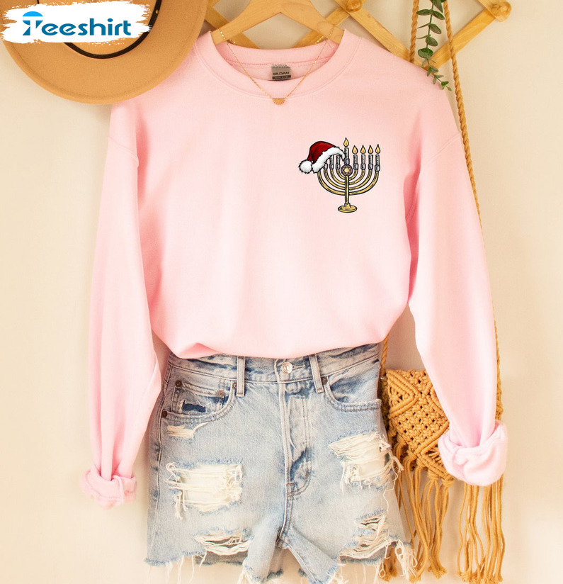 Happy Chrishmukkah Sweatshirt, Jewish Xmas Short Sleeve Tee Tops