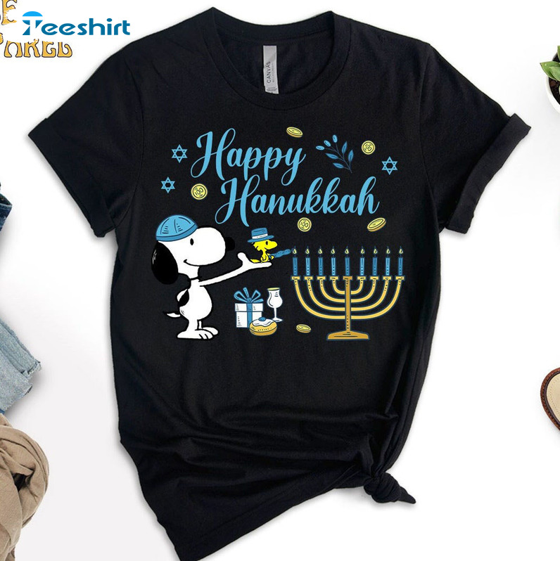 Happy Hanukkah Vimtage Shirt, Peanuts Hanukkah Dog Lover Sweater Hoodie