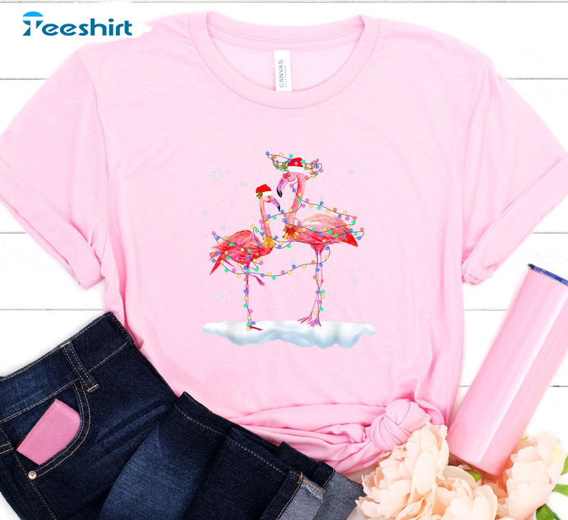 Flamingo Christmas Shirt, Santa Flamingo Animal Sweatshirt Hoodie Long Sleeve T-Shirt