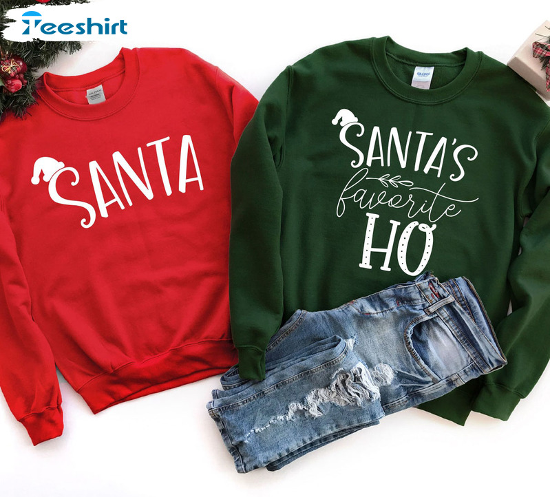 Santa's Favorite Ho Shirt, Vintage Christmas Short Sleeve Crewneck