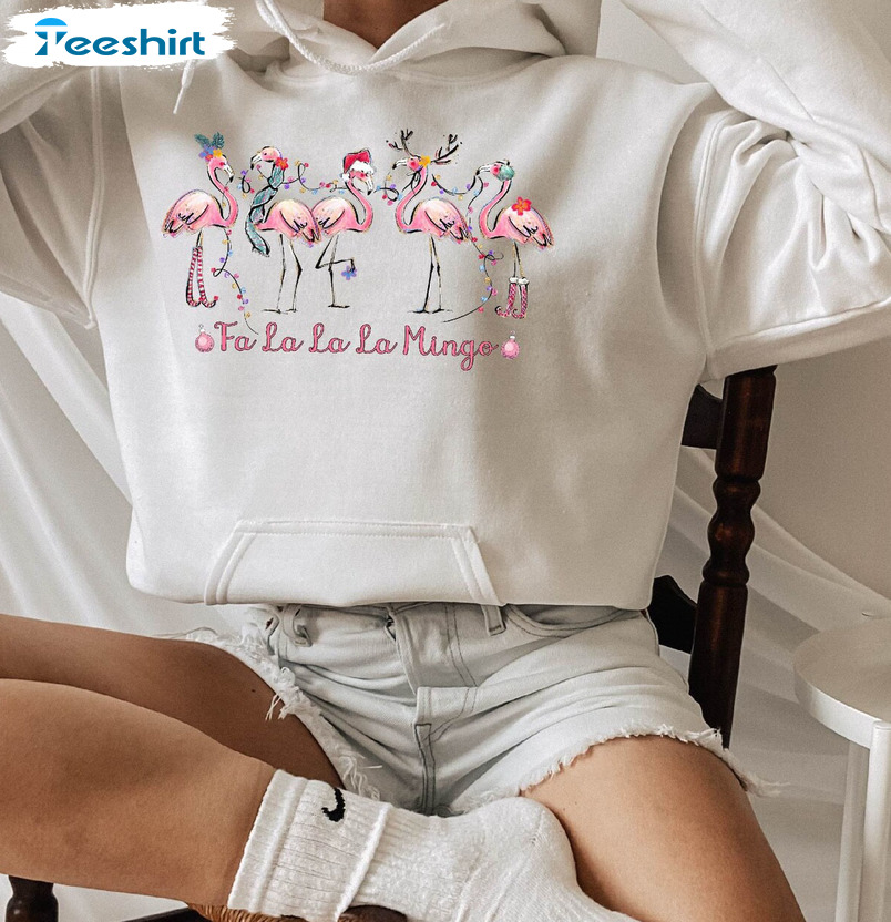 Pink Flamingo Lovers Fa La La La Mingo Sweatshirt Hoodie Long Sleeve T-Shirt