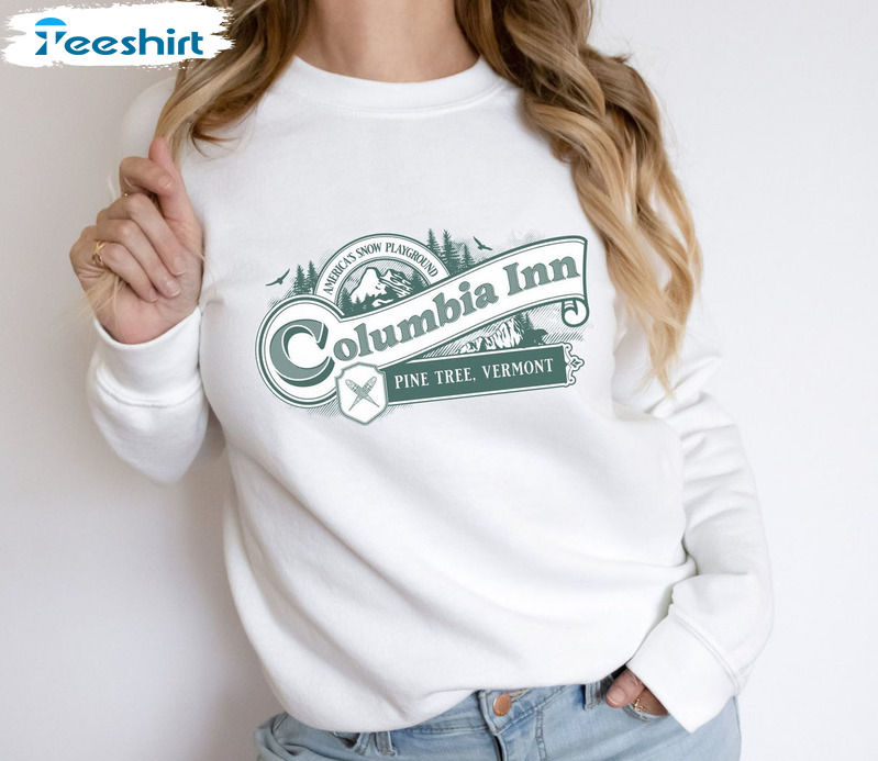 Columbia Inn Pine Tree Vermont Vintage Shirt, Holiday Long Sleeve Unisex Hoodie