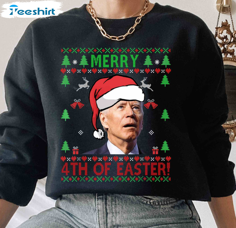 Merry 4th Of Easter Shirt, Christmas Biden Unisex T-shirt Long Sleeve