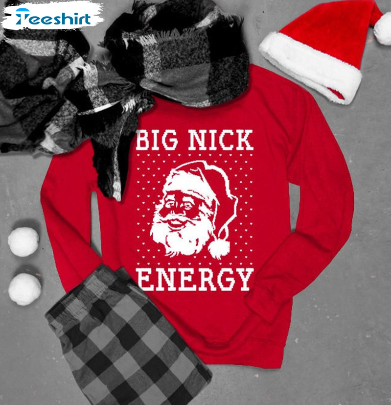 Big Nick Energy Sweatshirt, Christmas Vintage Short Sleeve Unisex Hoodie