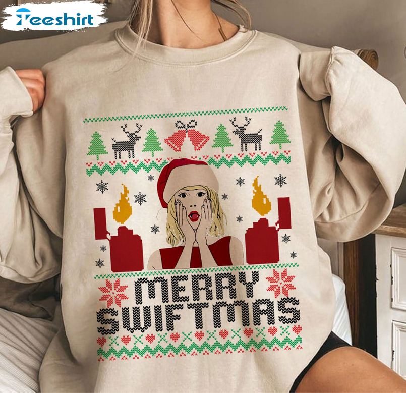 Merry Swiftmas Shirt, Christmas Vintage Sweater Short Sleeve