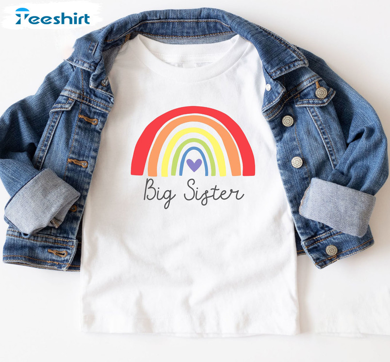 Big Sister Rainbow Shirt, Colorful Rainbow Sweater Long Sleeve