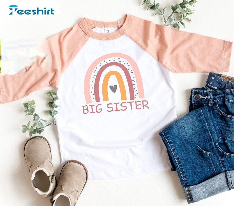 Big Sister Rainbow Vintage Shirt, Toddler Raglan Sweater Unisex Hoodie