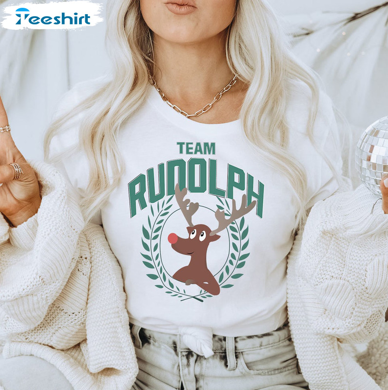 Rudolph Team Raindeer Shirt, Christmas Holiday Crewneck Short Sleeve