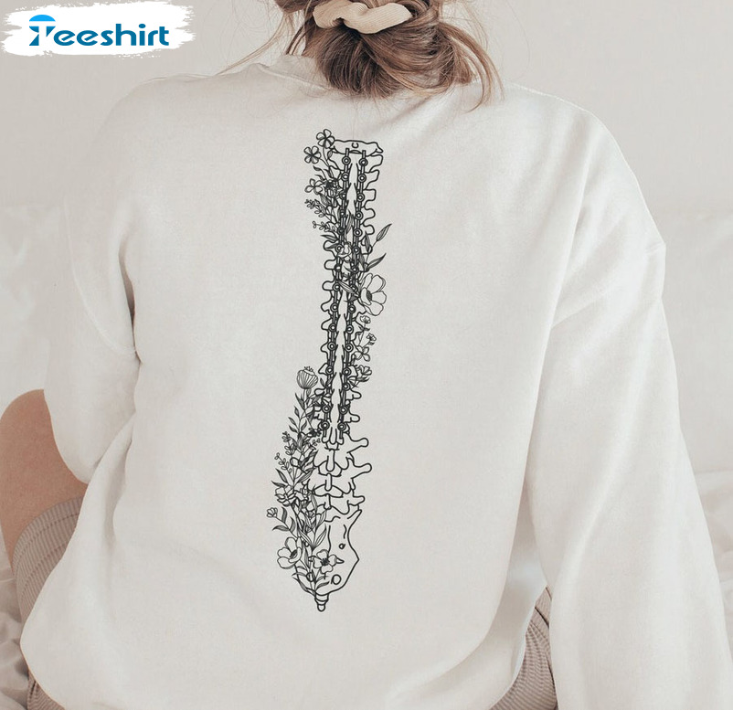 Floral Spinal Fusion Sweatshirt, Scoliosis Surgery Spinal Crewneck Sweater