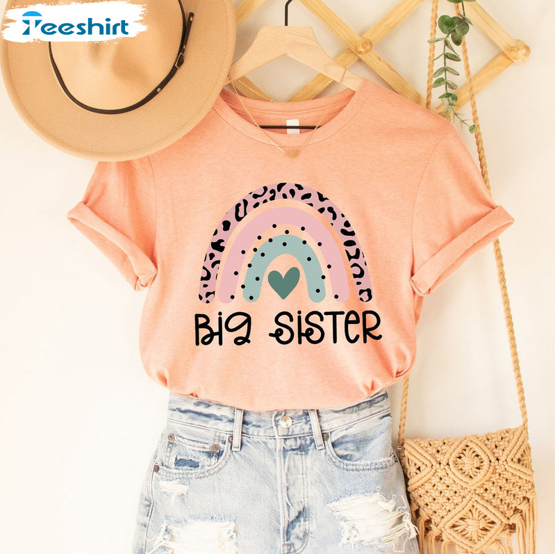 Big Sister Rainbow Vintage Shirt, Sweatshirt Tee Tops For Kids