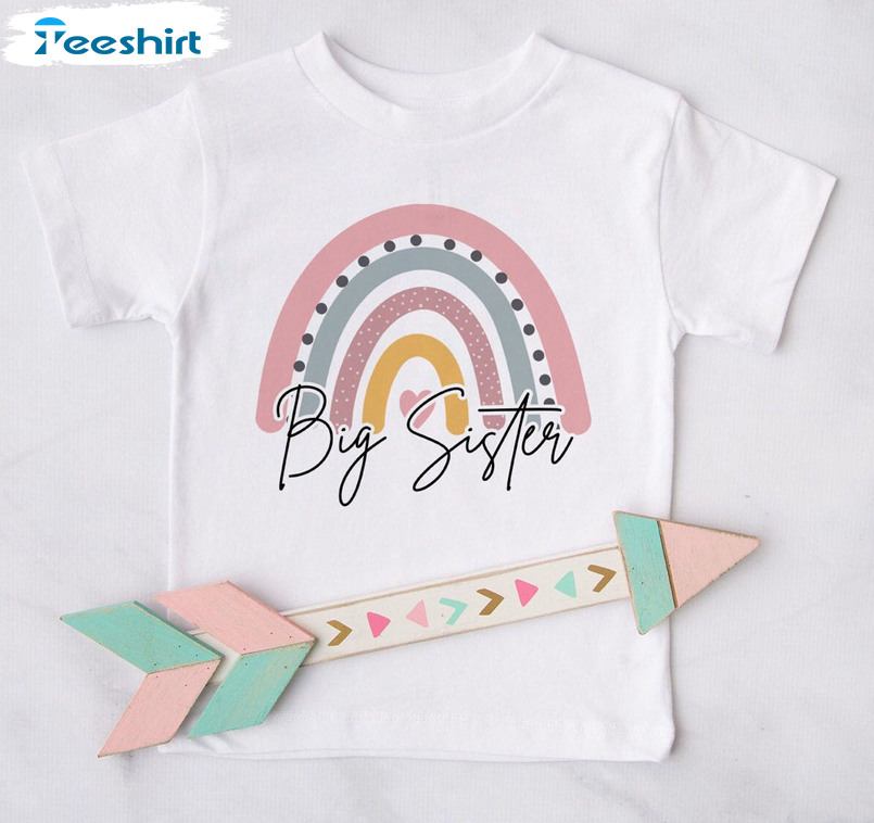 Big Sister Rainbow Shirt, Baby Grow New Sister Crewneck Unisex Hoodie