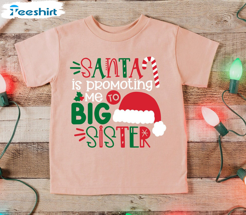 Santa Promoted Me To Big Sister Shirt, Christmas Tee Tops Unisex Hoodie