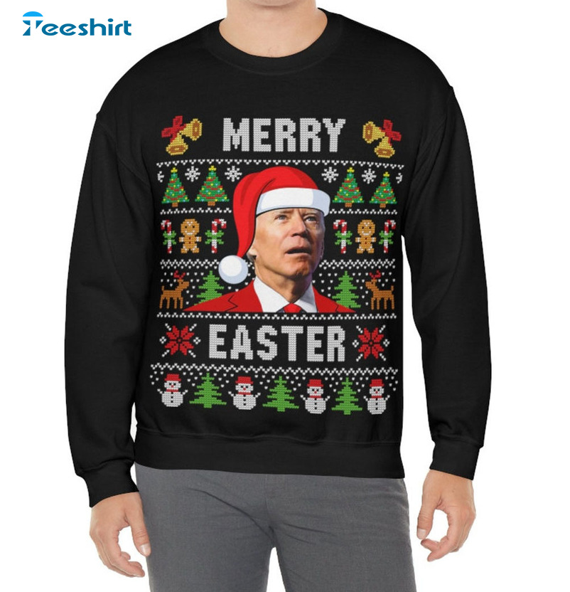 Merry Easter Joe Biden Shirt, Christmas Long Sleeve Unisex T-shirt