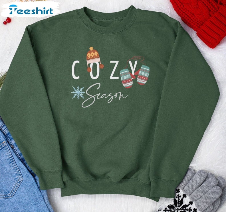 Cozy Season Xmas Shirt, Winter Holiday Crewneck Short Sleeve