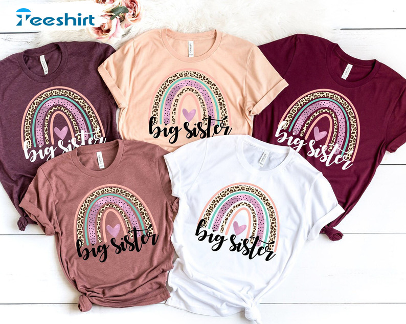 Big Sister Rainbow Shirt, Boho Sweatshirt Short Sleeve