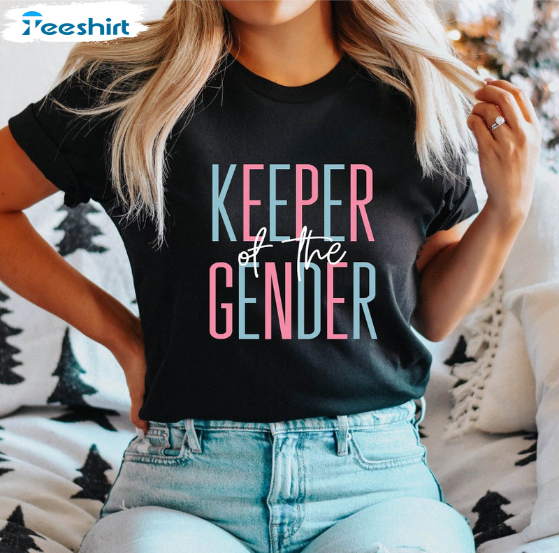 Keeper Of The Gender Shirt, Reveal Party Baby Gender Long Sleeve Sweater