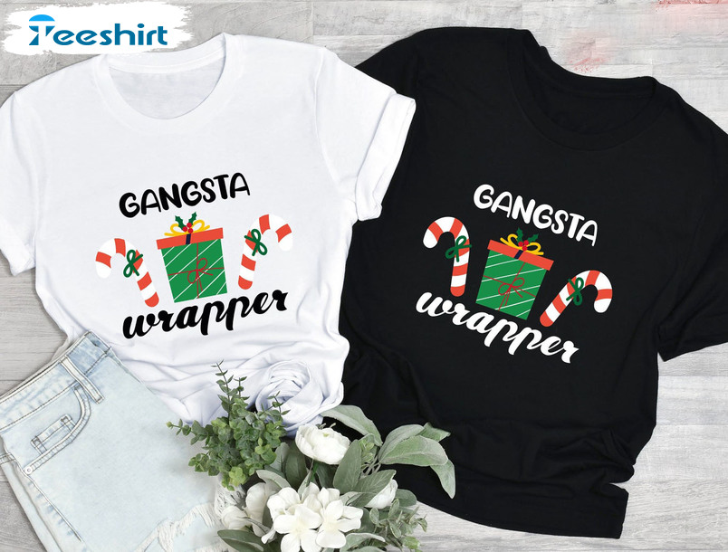 Gangsta Wrapper Christmas Shirt, Funny Xmas Unisex Hoodie Long Sleeve