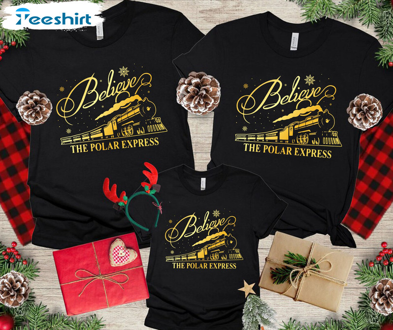 Believe Polar Express Shirt, Polar Express Train Christmas Short Sleeve Tee Tops