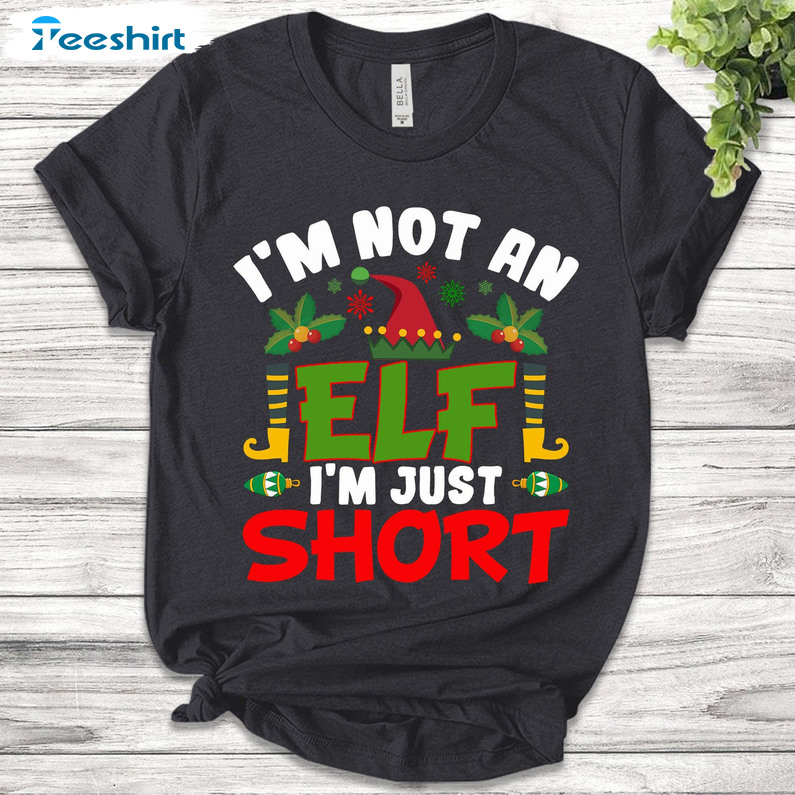 I'm Not An Elf Just Short Shirt, Merry Christmas Long Sleeve Unisex Hoodie