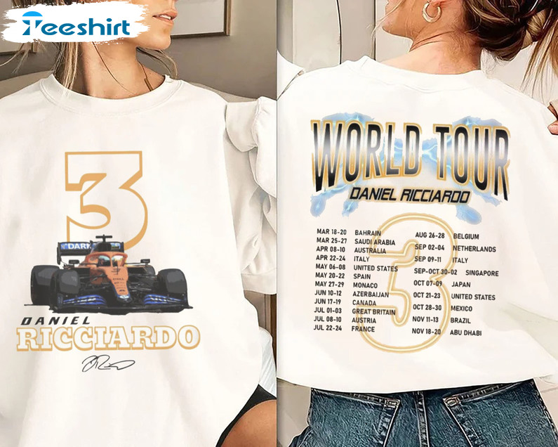 Daniel Ricciardo World Tour Shirt, Formula One Long Sleeve Tee Tops