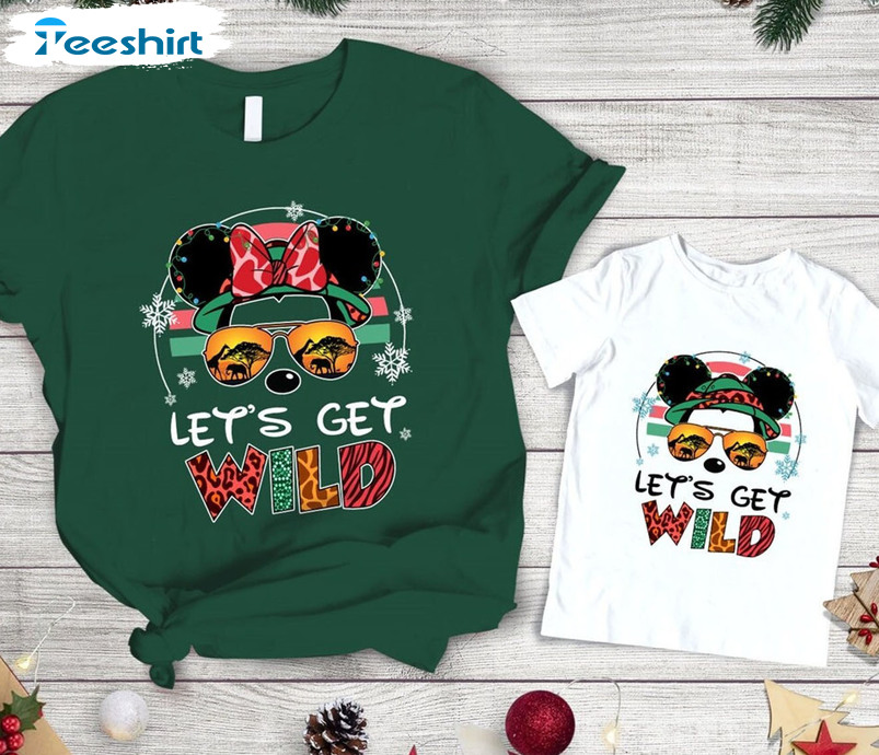 Let's Get Wild Disney Shirt, Christmas Mickey Minnie Short Sleeve Tee Tops