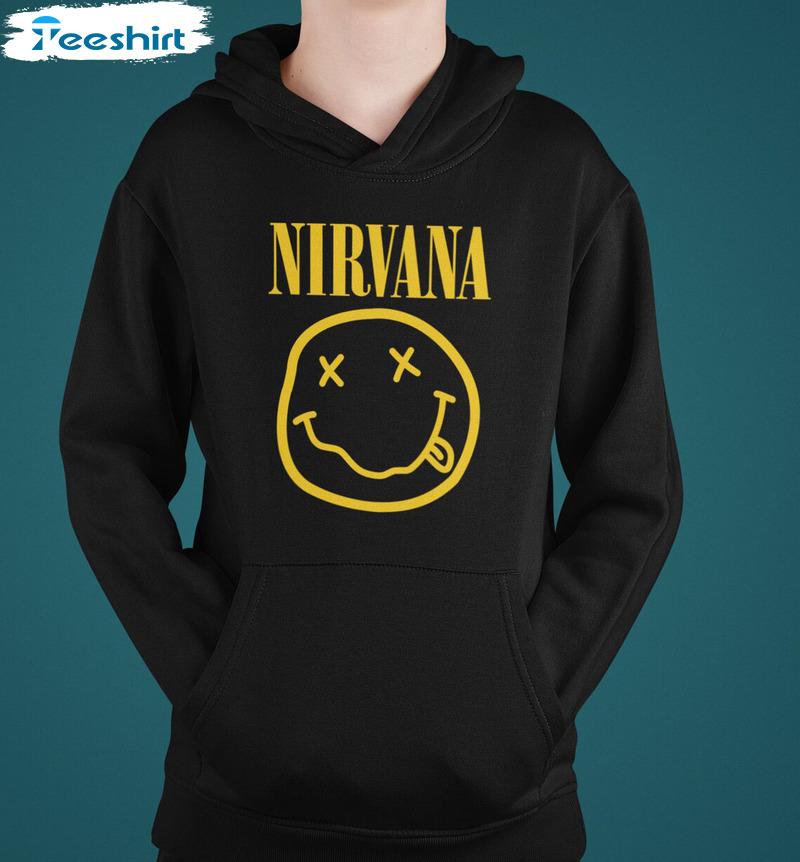 Nirvana Smiley Face Shirt, Vintage Unisex Hoodie Long Sleeve