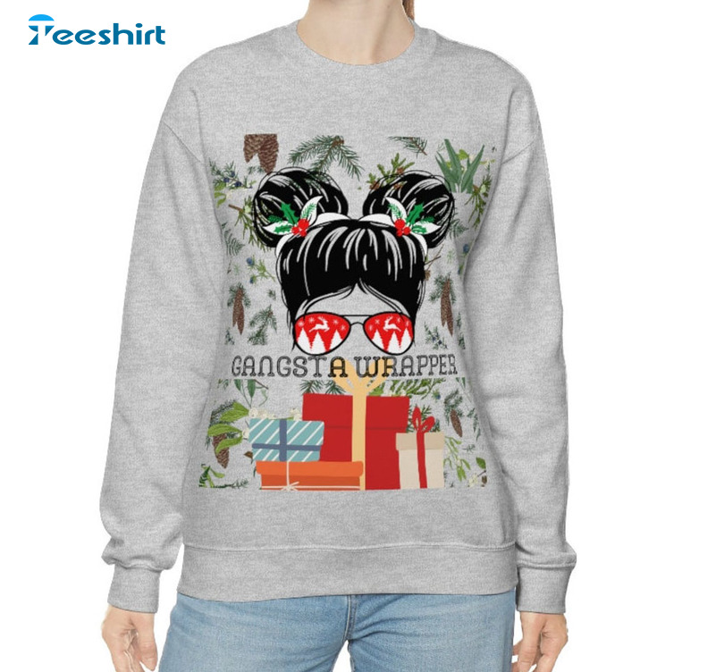 Gangsta Wrapper Christmas Shirt, Xmas Gifter Long Sleeve Unisex Hoodie