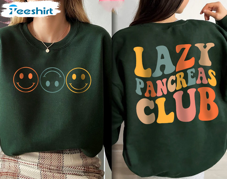 Lazy Pancreas Club Sweatshirt, Smile Face Long Sleeve Hoodie