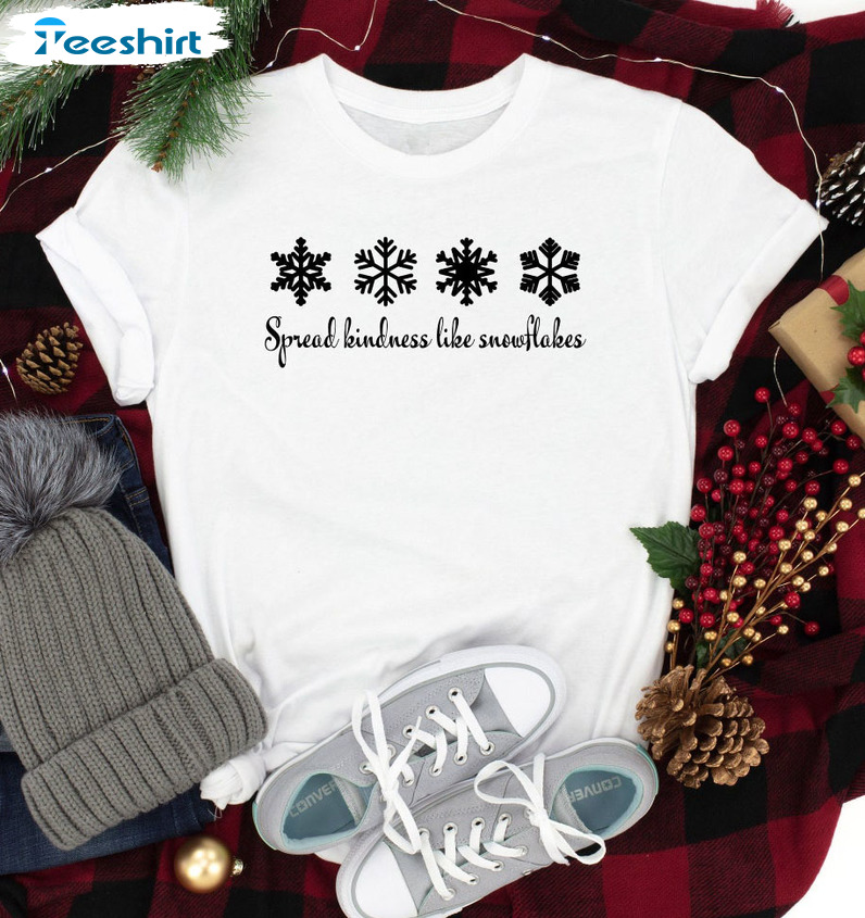 Spread Kindness Like Snowflakes Vintage Shirt, Christmas Quotes Sweater Short Sleeve