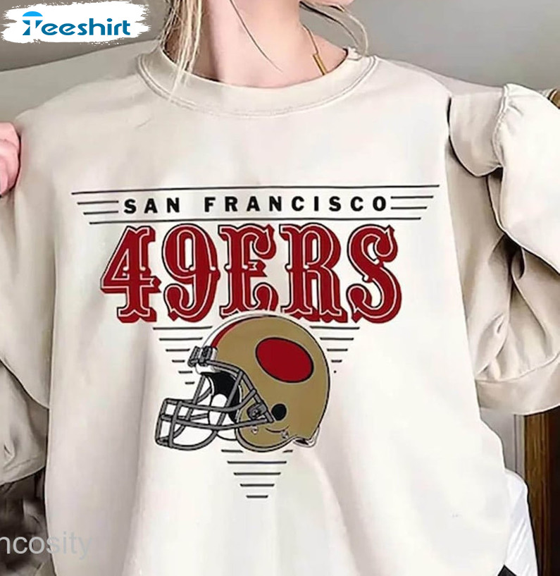San Francisco 49ers Shirt, Vintage Football Short Sleeve Sweatshirt