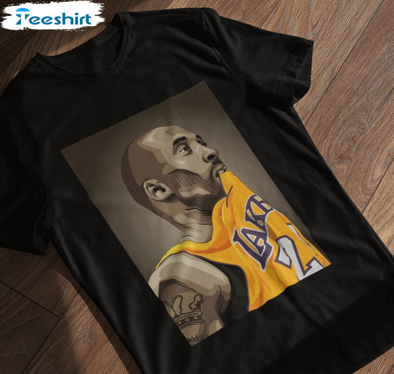 Kobe Bryant Biting Shirt, Los Angeles Lakers Short Sleeve Sweatshirt