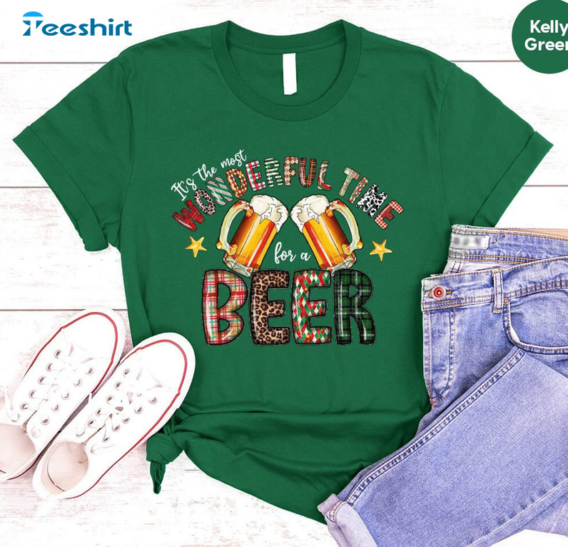The Most Wonderful Time For A Beer Shirt, Christmas Unisex Hoodie Tee Tops