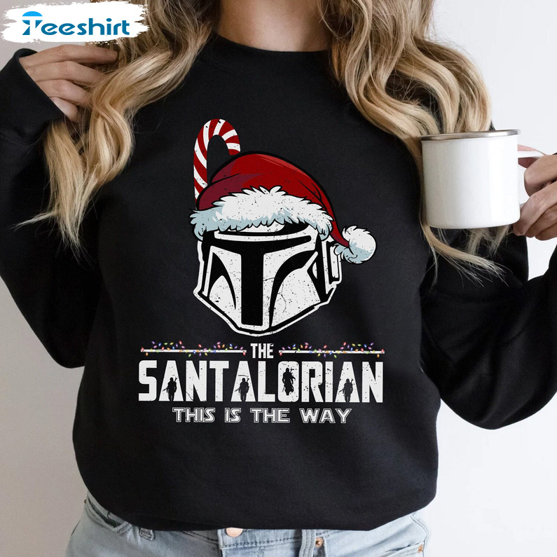 The Santalorian This Is The Way Shirt, Disney Star Wars Xmas Light Unisex Hoodie Short Sleeve