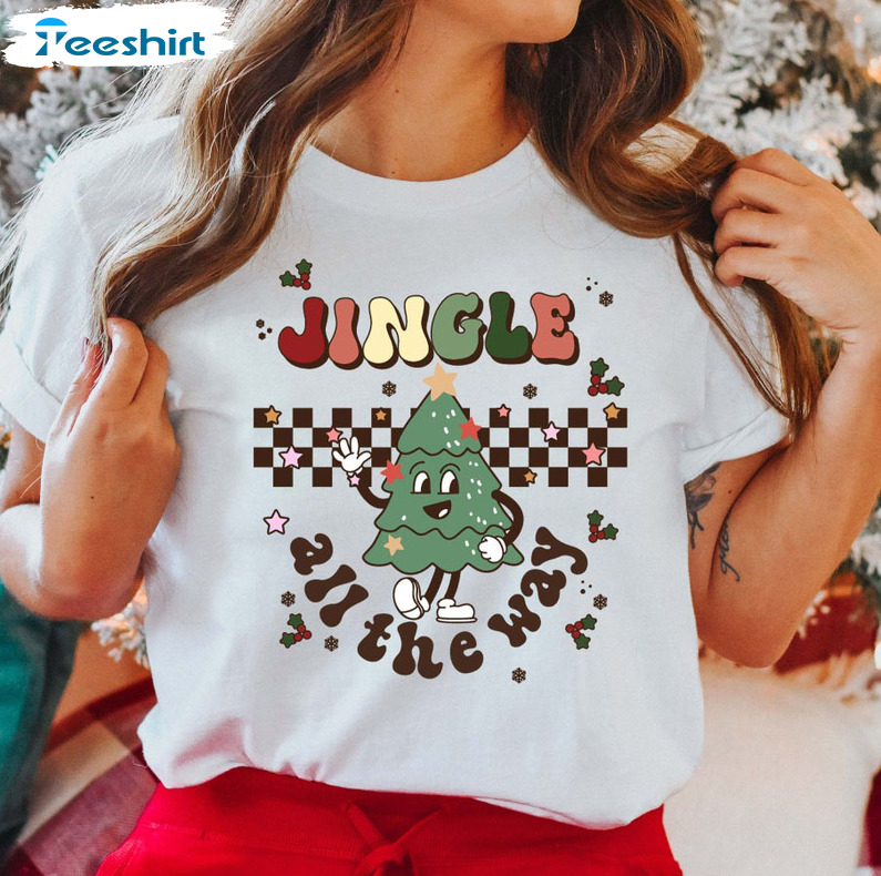 Jingle All The Way Shirt, Merry Christmas Tee Tops Short Sleeve