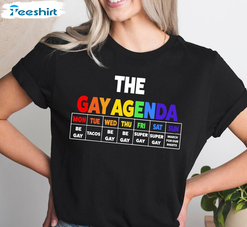 The Gay Agenda Vintage Shirt, Lesbian Nonbinary Lgbtq Short Sleeve Sweatshirt