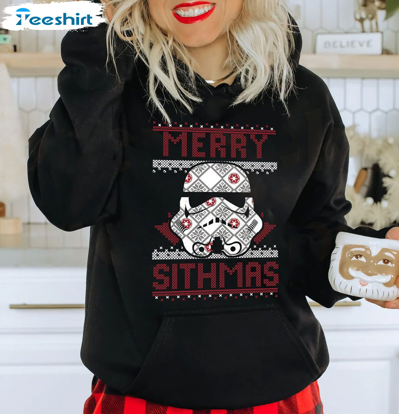Merry Sithmas Sweatshirt, Disney Christmas Unisex Hoodie Short Sleeve