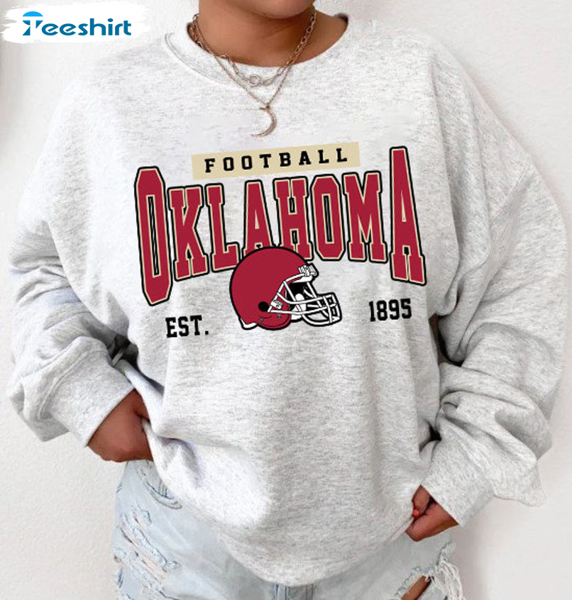 Oklahoma Sooners Football Shirt, Vintage Football Short Sleeve Crewneck