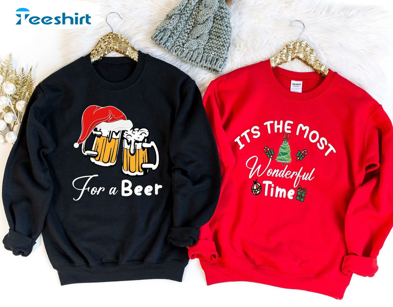 It's The Most Wonderful Time For A Beer Shirt, Couples Holiday Crewneck Sweatshirt