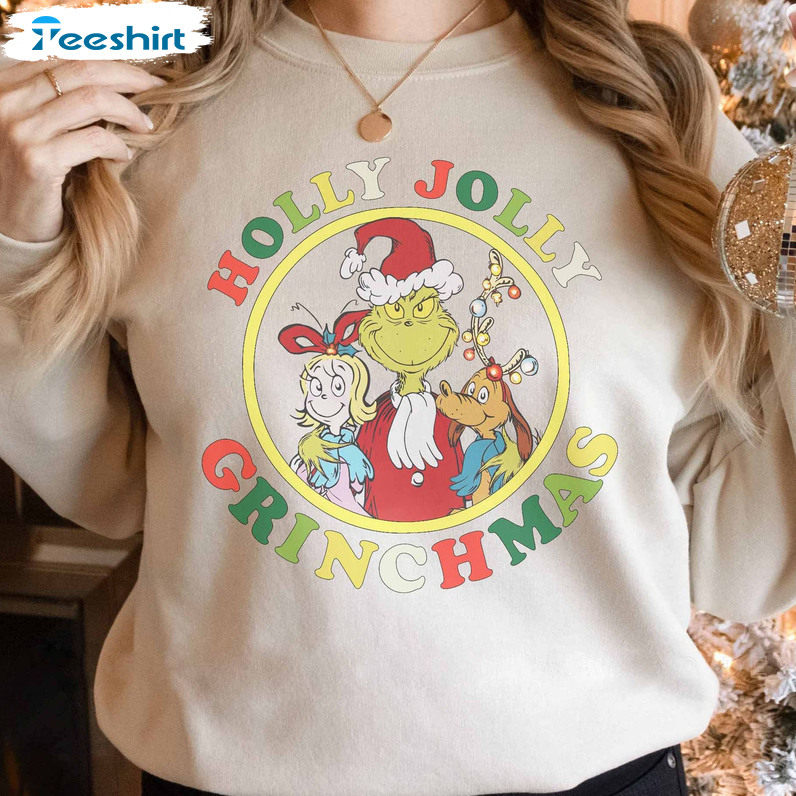 Holly Jolly Grinchmas Shirt, Merry Grinchmas Unisex Hoodie Crewneck
