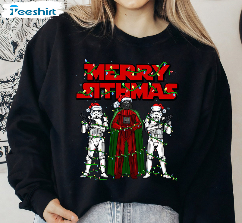 Merry Sithmas Darth Vader Shirt, Christmas Lights Disneyland Unisex T-shirt Short Sleeve