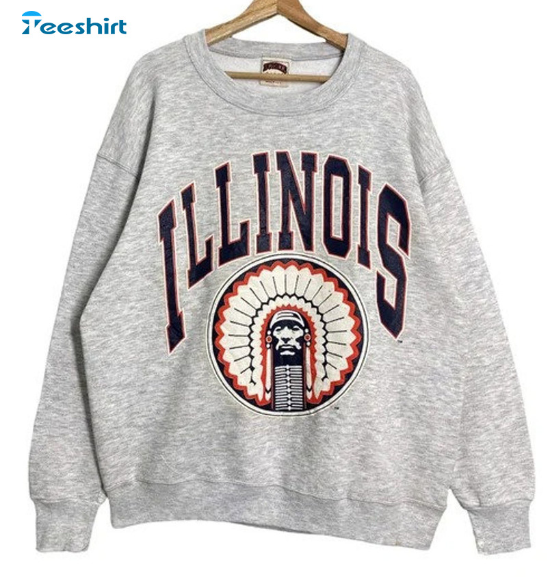 Llinois Logo Sweatshirt, Ncaa Illinois Fighting Short Sleeve Unisex Hoodie