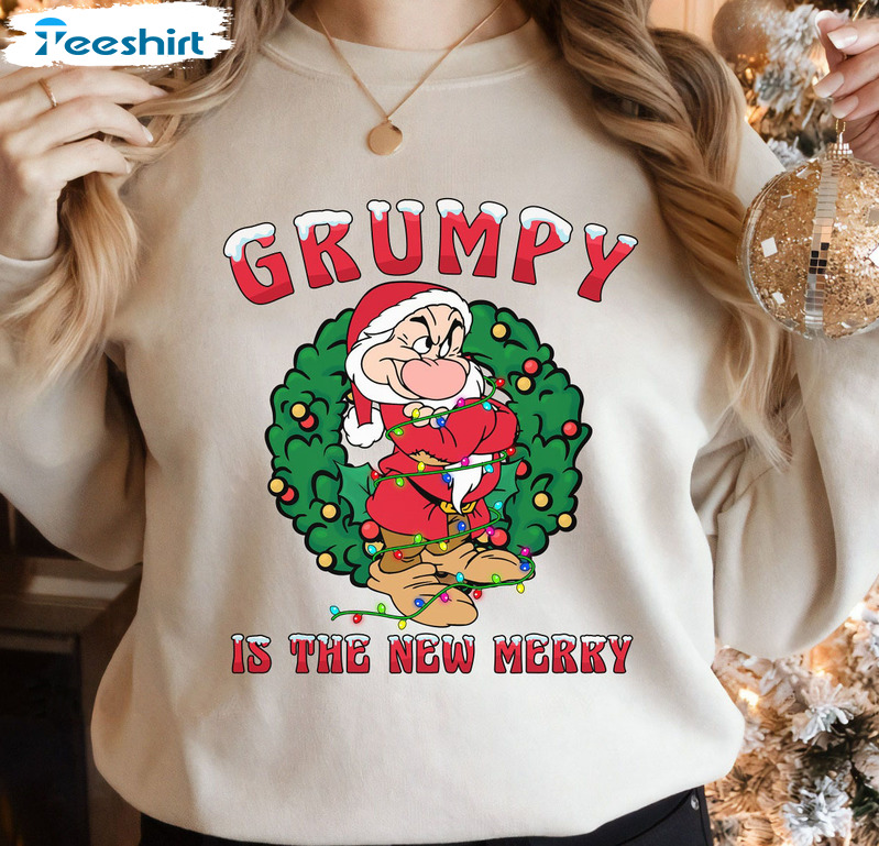 Grumpy Is The New Merry Shirt, Christmas Light Short Sleeve Crewneck