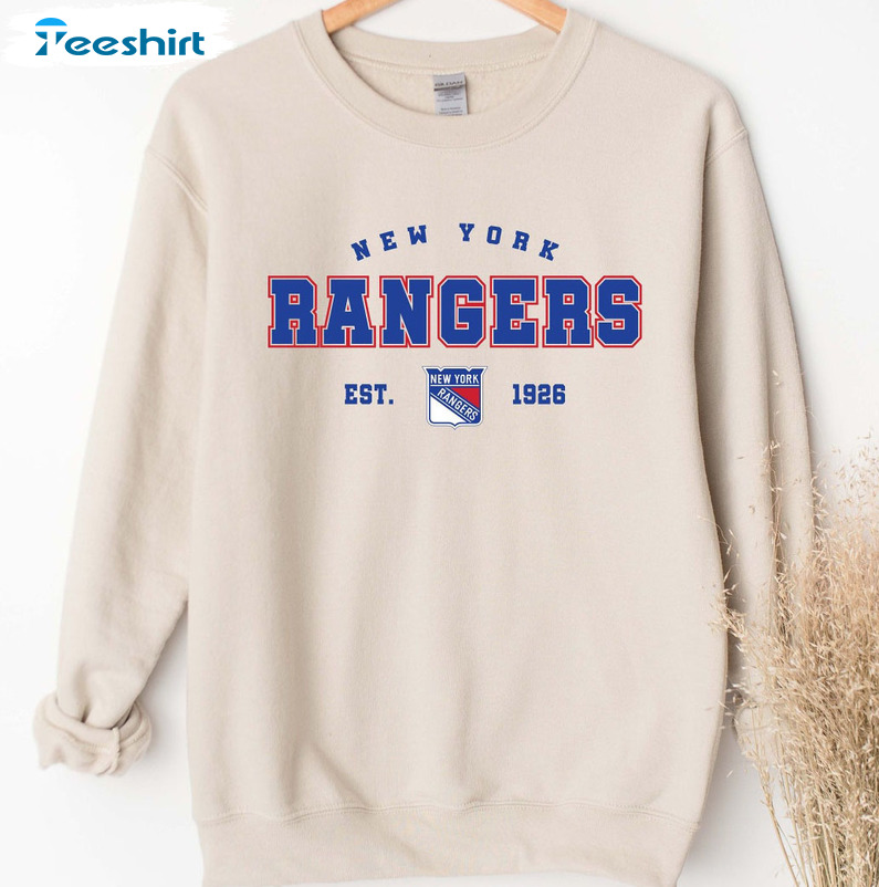 New York Rangers Sweatshirt, Vintage Unisex Hoodie Short Sleeve