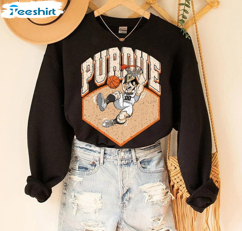 Distressed Purdue Shirt, Trendy Basketball Sweater Unisex Hoodie