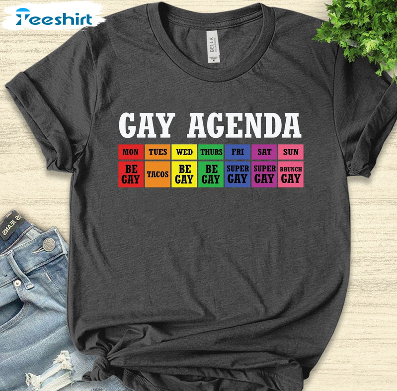 The Gay Agenda Trending Shirt, Rainbow Lgbtq Unisex T-shirt Short Sleeve