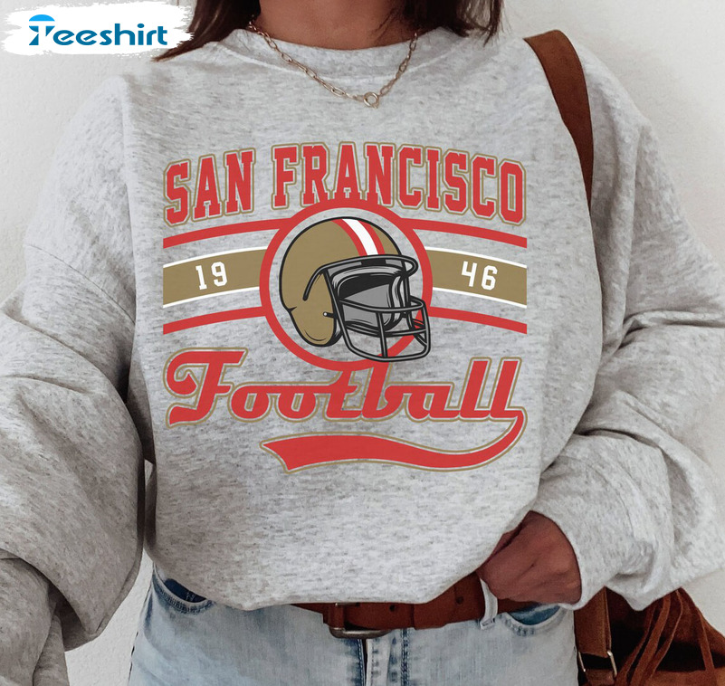 San Francisco Football Shirt, The Niners Vintage Crewneck Unisex Hoodie